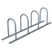 Bicycle rack - row arrangement | lean-on hoop as round hoops  48 mm | hot-dip galvanized | for 4 bicycles